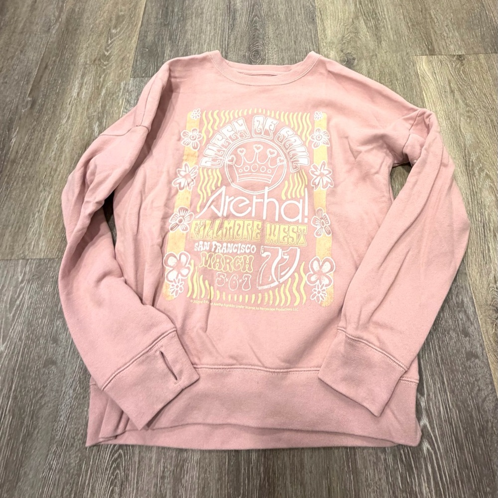 abercrombie kids Pink Graphic Sweatshirt with Yellow Accent